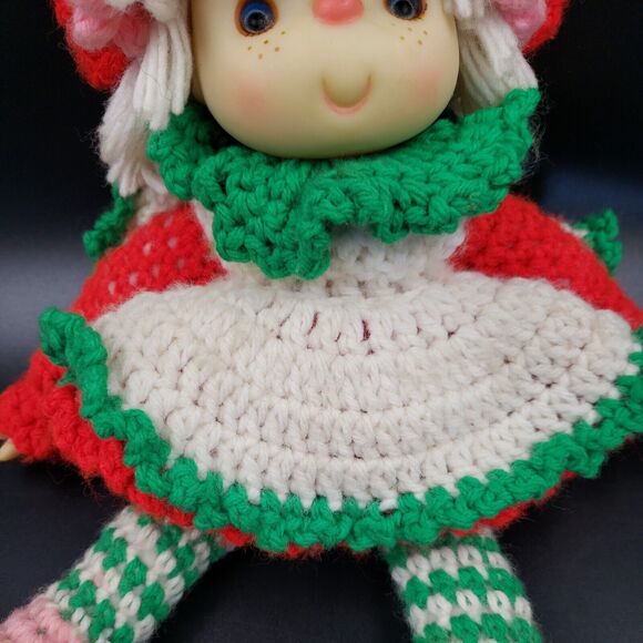 Crochet Doll 70s Retro Handmade Girl Christmas Gift Vtg Cottage Bedroom Decor - Picture 5 of 16